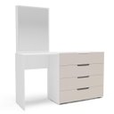 Ver imagem 2 de Cômoda Penteadeira Madri 4 Gavetas c/ Espelho 149x160cm Creme/Branco 250806