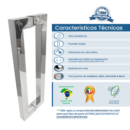 Puxador Box Banheiro Aço Inox Polido 20cm Linha Premium - 2
