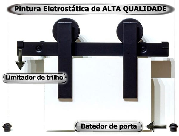 Kit Porta de Correr Celeiro Rustico Preto com Trilho de 2 Metros - Pintura Preto fosco Texturizado d - 1