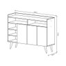Armário Balcão Buffet Aparador Retrô 3 Portas Celta Nature/off White - 6