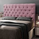 Ver imagem 2 de Cabeceira Cama Box Casal Queen Size Lylla 160cm Capitonê com Frame Veludo Rosê - Desk Design