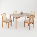 Ver imagem 2 de Conjunto Sala de Jantar Mesa 160x90cm Madeira e MDF com Vidro e 4 Cadeiras Madeira Maciça Londres