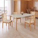 Ver imagem 1 de Conjunto Sala de Jantar Mesa 160x90cm Madeira e MDF com Vidro e 4 Cadeiras Madeira Maciça Londres