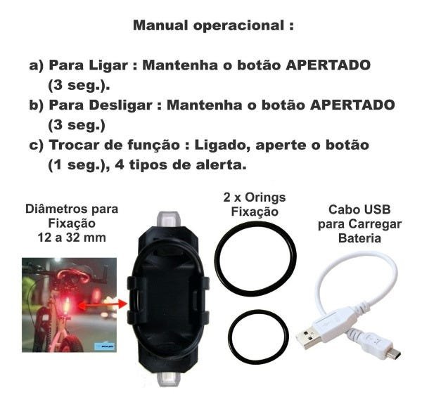 Kit Ciclismo Bike Farol Velocímetro Odômetro Sinalizador - 3