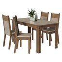 Ver imagem 2 de Conjunto Sala de Jantar Canela Mesa Tampo de Vidro 4 Cadeiras Rustic/Crema/Sintético Bege Madesa