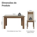 Ver imagem 3 de Conjunto Sala de Jantar Canela Mesa Tampo de Vidro 4 Cadeiras Rustic/Crema/Sintético Bege Madesa