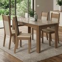 Ver imagem 1 de Conjunto Sala de Jantar Canela Mesa Tampo de Vidro 4 Cadeiras Rustic/Crema/Sintético Bege Madesa