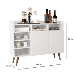Buffet Aparador Retro Life Pés de Madeira - Branco - Móveis Germai - 2 Buffet Aparador Retro Life Pés de Madeira - Branco - Móveis Germai - 2