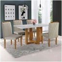 Ver imagem 1 de Conjunto Sala de Jantar em Madeira Maciça Mesa Tampo 4 Cadeiras Jade Móveis Mix