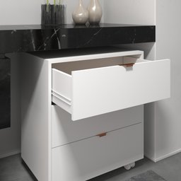 Gaveteiro Preto Multiuso Office Design 3 Gavetas Escritório Branco com Cobre - 3