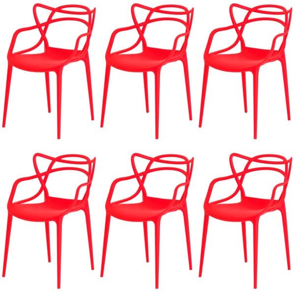 Kit com 6 Cadeiras Allegra de Polipropileno Vermelha - 173 DPP - 1