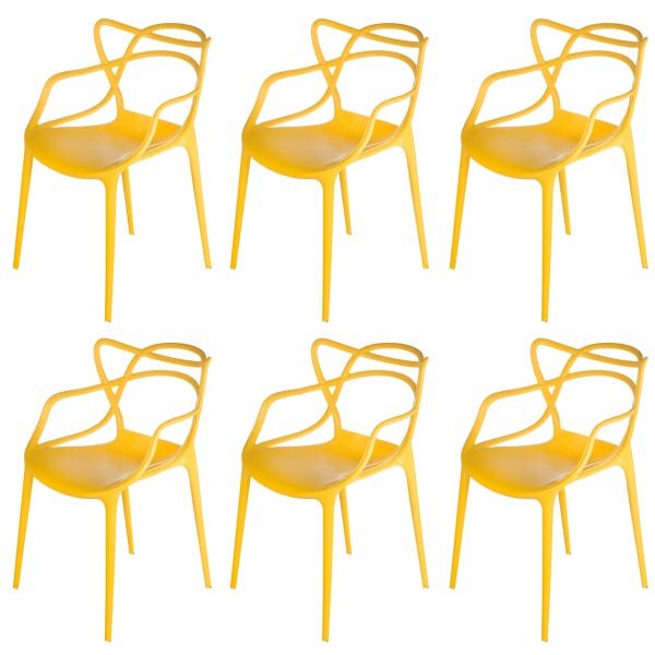 Kit 6 Cadeiras Allegra de Polipropileno Amarela - 173 Dpp - 1