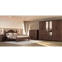 Ver imagem 1 de Kit Quarto Casal Ouro 6 Portas de Bater Cama Cômoda 2 Mesas de Cabeceira Café Finestra Móveis