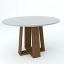 Ver imagem 1 de Mesa de Jantar para 6 Lugares 1,35M Tampo Redondo com Vidro Colado Isabela Imbuia Off White New