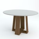 Ver imagem 2 de Mesa de Jantar para 6 Lugares 1,35M Tampo Redondo com Vidro Colado Isabela Imbuia Off White New