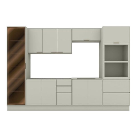 Cozinha Completa Fineze 11 Portas 4 Gavetas com Vidro 100% MDF Areia Hp - Henn