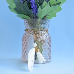 Flores Artificiais Arranjo de Lavandas No Vaso com Pingente Dourado| Linha Permanente Formosinha - 4 Flores Artificiais Arranjo de Lavandas No Vaso com Pingente Dourado| Linha Permanente Formosinha - 4