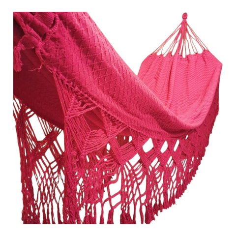 Rede de Dormir Descanso Casal Rosa Pink Algodão Reforçada