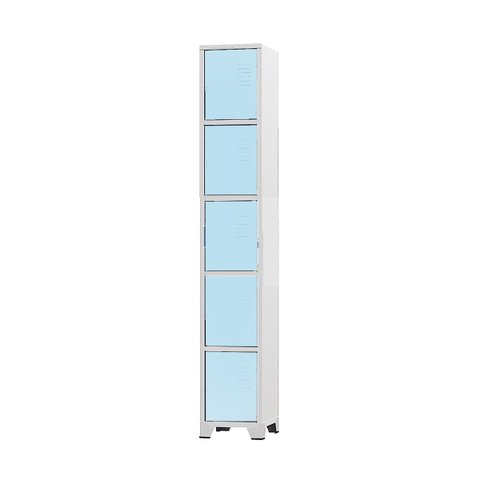 Armário Roupeiro De Aço 5 Portas Para Vestiário Academia Locker Azul Claro
