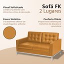 Ver imagem 3 de Sofá Fk 2 Lugares Couro Sintético Linha Premium Design Modernista Escritório Recepção - Caramelo