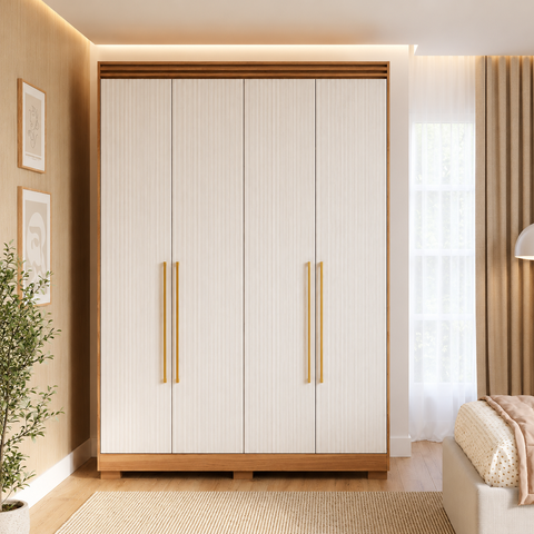 Guarda-Roupa Casal Zoe 4 Portas de Abrir 2 Gavetas com Pés 100 MDF Pm Home