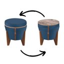 Ver imagem 5 de Puff com Baú Redondo Flex 50 Cm em Madeira Maciça Mesa Centro Tampo Rustico Sala Multiuso Azul