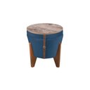 Ver imagem 3 de Puff com Baú Redondo Flex 50 Cm em Madeira Maciça Mesa Centro Tampo Rustico Sala Multiuso Azul