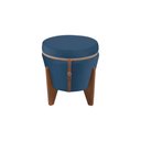 Ver imagem 1 de Puff com Baú Redondo Flex 50 Cm em Madeira Maciça Mesa Centro Tampo Rustico Sala Multiuso Azul