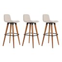 Ver imagem 1 de Kit 3 Banquetas Linea Alta Luxo Aço Preto Assento Linho Balcão Gourmet Industrial - Preto/Palha