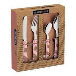 Faqueiro Tramontina Bliss com Lâminas em Aço Inox e Cabos de Polipropileno Rosa Pastel 16 Peças - 5