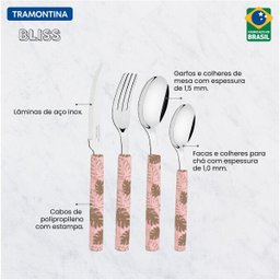 Faqueiro Tramontina Bliss com Lâminas em Aço Inox e Cabos de Polipropileno Rosa Pastel 16 Peças - 3