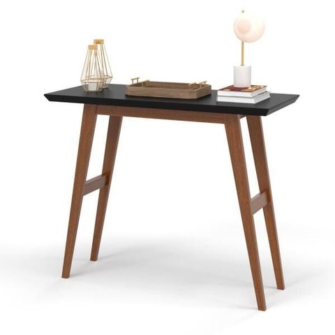 Aparador 9040 Hall Sala 90cm Tampo Mdf 30 Pés Madeira Preto/amadeirado Ofertamo