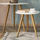 Ver imagem 1 de Conjunto 02 Mesas Laterais De Apoio Mdf Off White Cristal Dmad Off White Cristal