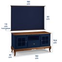 Ver imagem 6 de Conjunto Rack 60811 + Painel 50513 para Sala Pés Luiz Xv 1 Gaveta 2 Portas - Azul Petróleo/imbuia