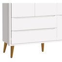 Ver imagem 3 de Guarda-roupa Retrô 3 Portas Théo New Branco Fosco com Madeira - Moveisaqui