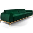 Ver imagem 1 de Sofá 3 Lugares 2,30M Molino Base de Madeira Pés Alumínio Veludo Verde - Casaepoltrona