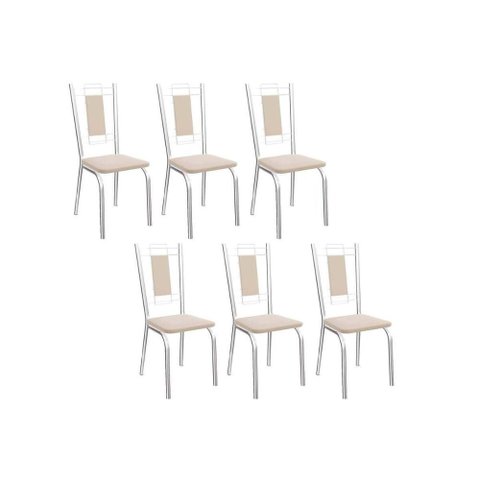 Kit 6 Cadeiras de Cozinha Florença 2c005 Aço 6 Uni Cromada/nude 16 - Kappesberg
