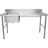 Mesa Pia Aço Inox Industrial com Uma Cuba 50x40x25cm (Esq) - 170x70x90 cm - Brascool - 1