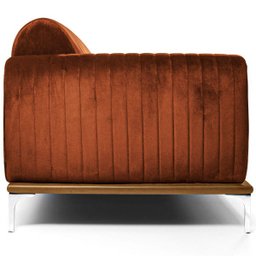 Sofá Molino 3 Lugares 230cm Pés Alumínio Veludo Camel - Nexta Casa - 5