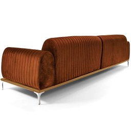Sofá Molino 3 Lugares 230cm Pés Alumínio Veludo Camel - Nexta Casa - 6