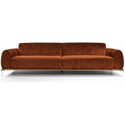 Sofá Molino 3 Lugares 230cm Pés Alumínio Veludo Camel - Nexta Casa - 2