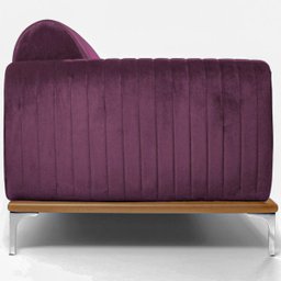 Sofá 3 Lugares 2,30M Molino Base de Madeira Pés Alumínio Veludo Roxo - Casaepoltrona - 3