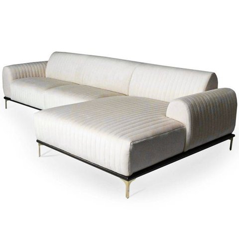 Sofá 5 Lugares 3,00m Chaise Esquerdo Molino Base Madeira Pés - Nexta Casa