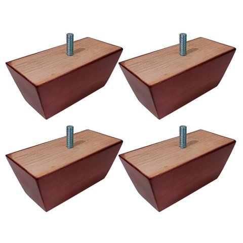 Kit 4 Pés de Madeira Retangular para Sofá Poltrona 5cm - Monari Design