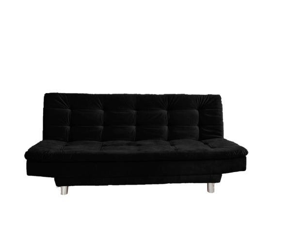 Sofá Cama 3 Lugares Tecido Sued Cor Preto - Nabas - 2