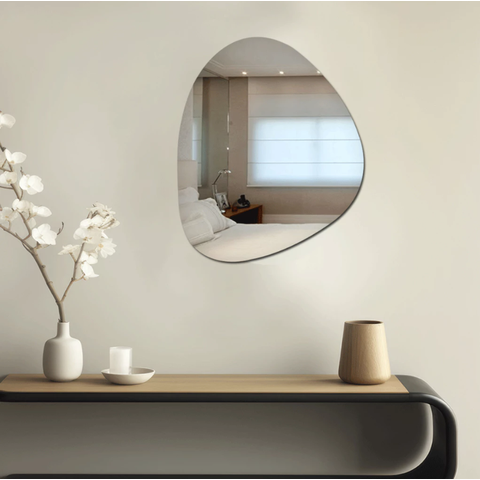 Espelho Orgânico Lapidado de Parede Design Moderno e Minimalista + Dupla Face para Fixação 50x60cm
