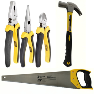 Kit Jogo Ferramentas-1 Alicate Universal 8"pol+1 Meia Cana 6”+1 de Corte 6”+1 Serrote Profissional 2