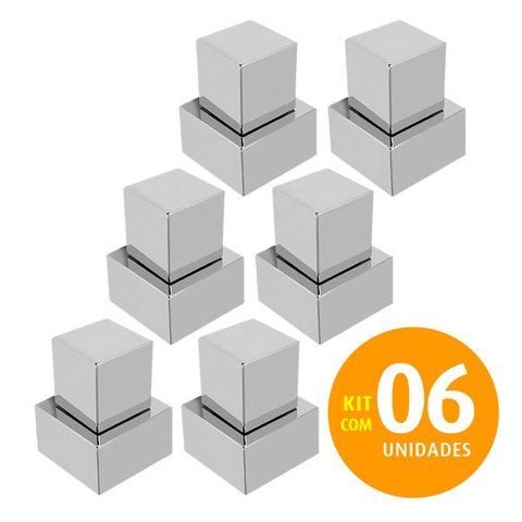 Acabamento Para Registro Quadrado ABS Cromado Gaveta Kit 6