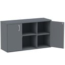 Ver imagem 2 de Armário Baixo Credenza PE25 Pandin 121,50 cm (largura) em MDP Cor Grafito com Dois Nichos