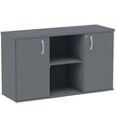 Ver imagem 1 de Armário Baixo Credenza PE25 Pandin 121,50 cm (largura) em MDP Cor Grafito com Dois Nichos